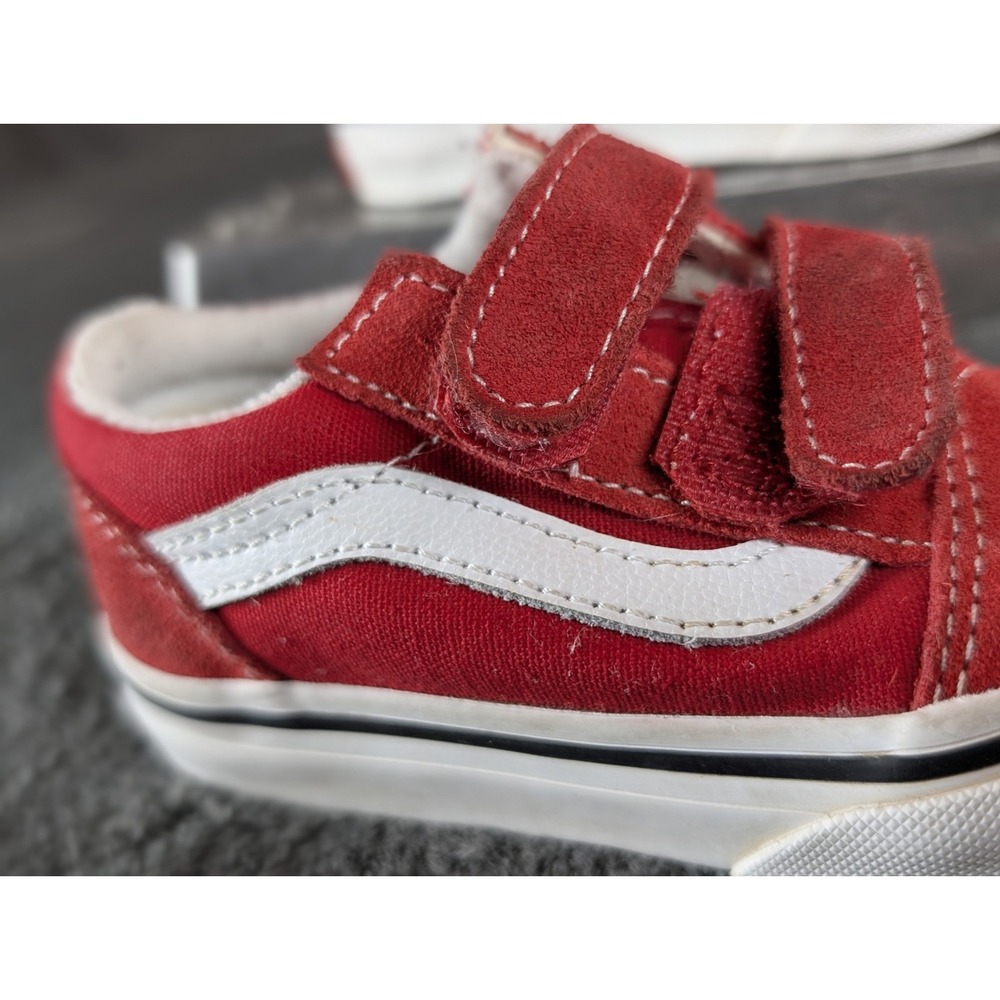Vans Toddler Old Skool Red True White Sneakers Size 4.5 Worn Once - Picture 4 of 7